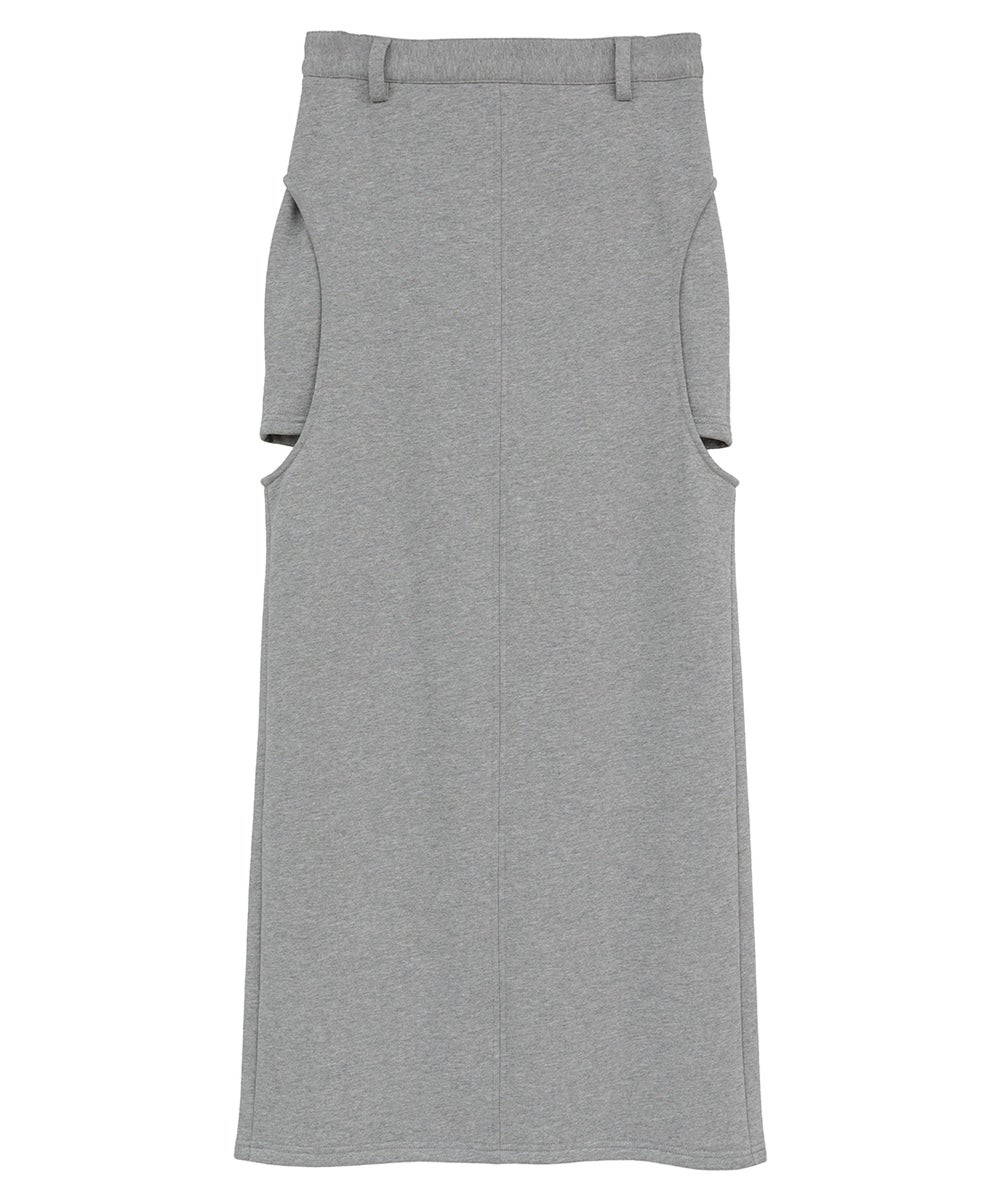 CIRCLE CUT SWEAT SKIRT - GRAY