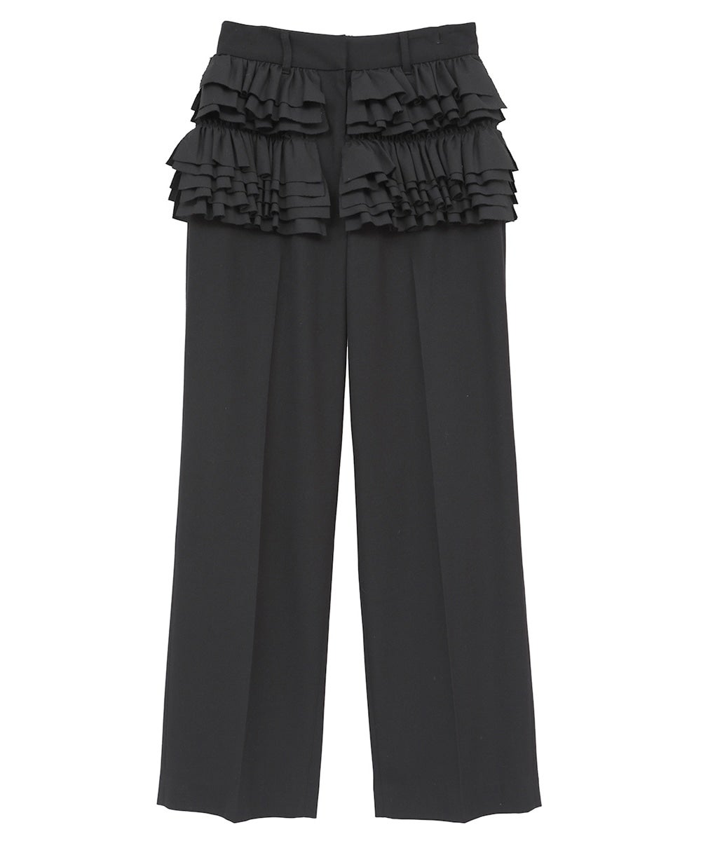 FRILLED SLACKS - BLACK
