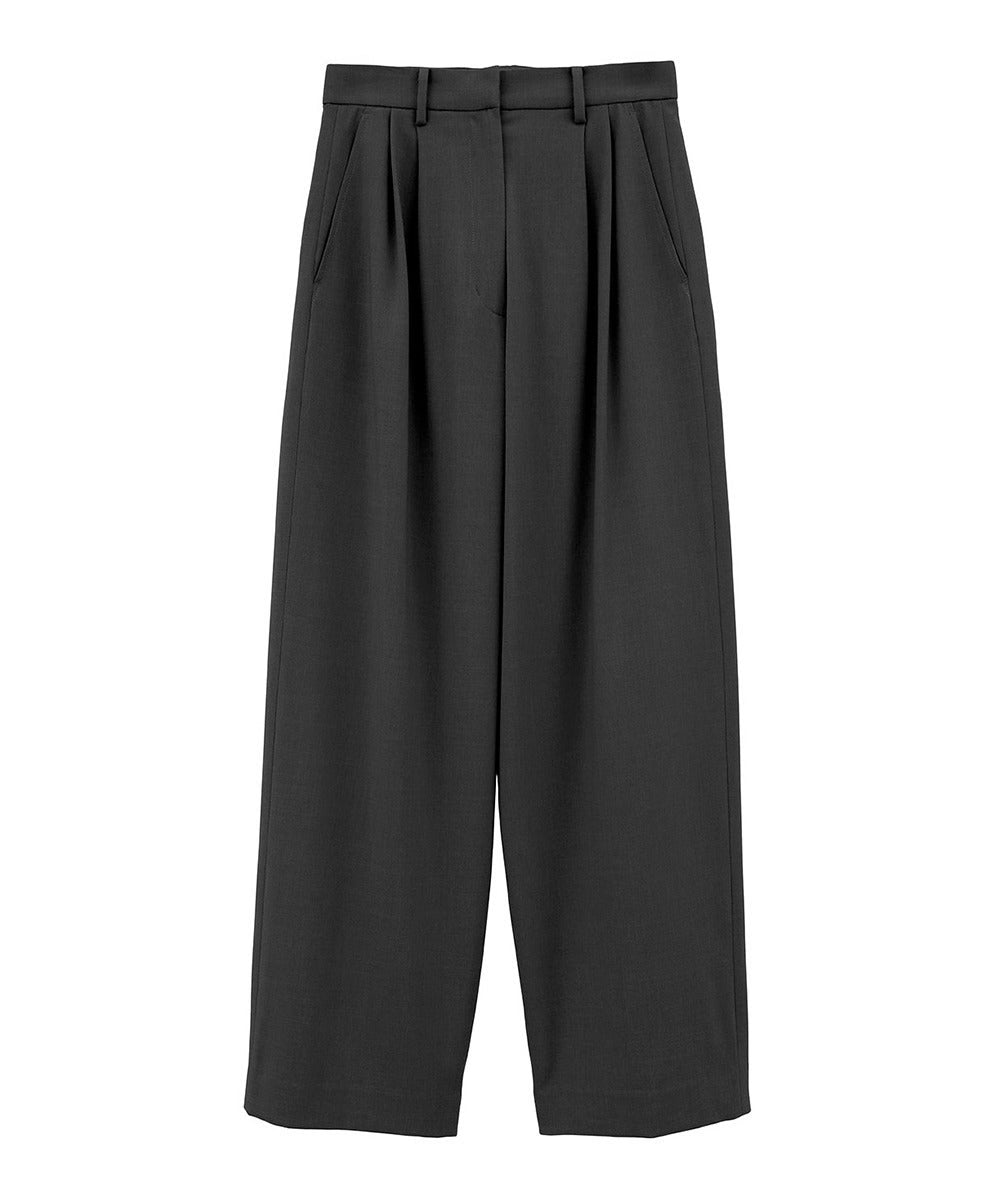 BASIC TUCK PANTS - BLACK