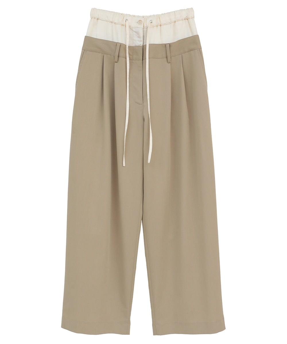 W WAIST WIDE SLACKS - BEIGE