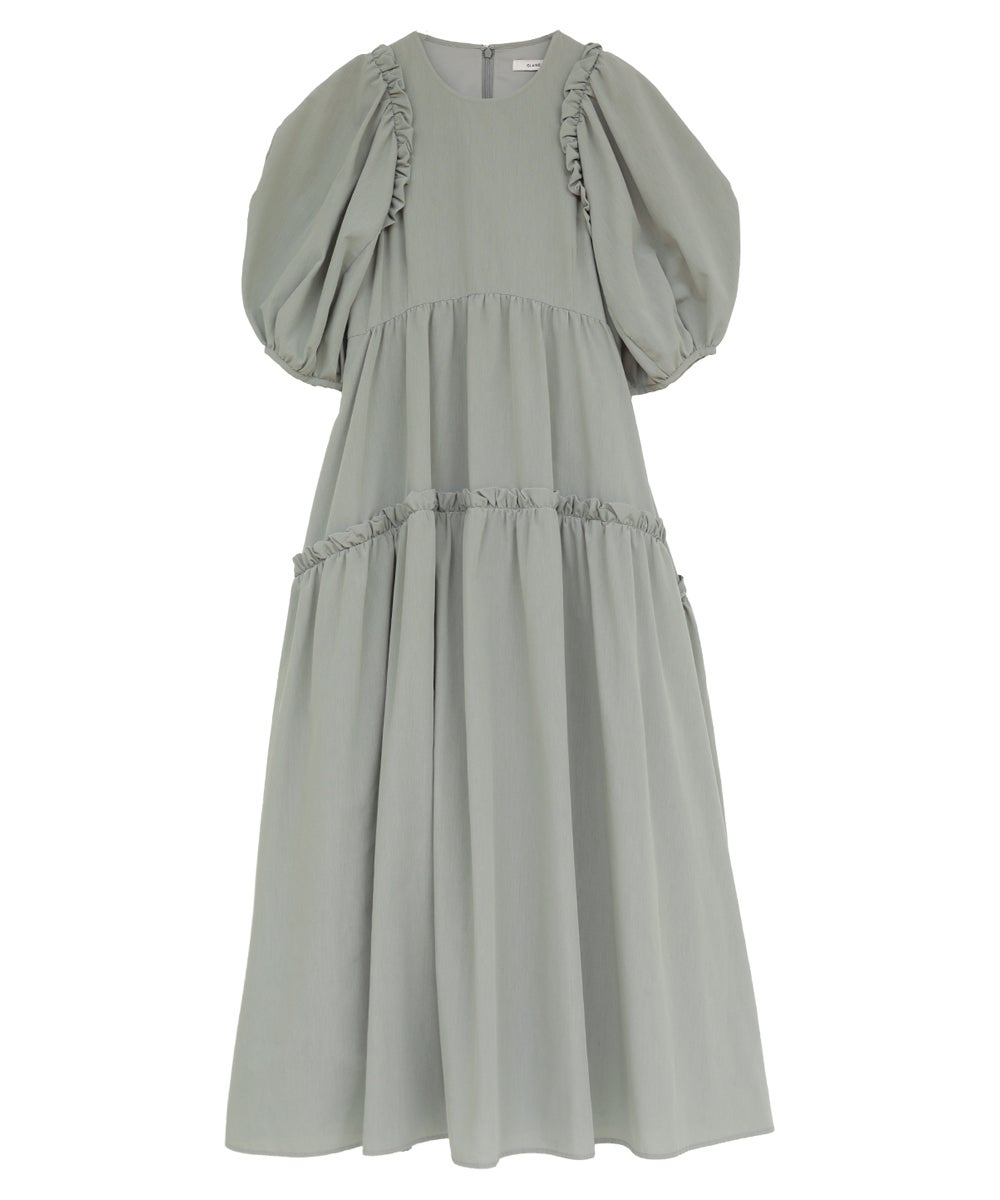 BUBBLE FRILL ONEPIECE - MOSS GREEN