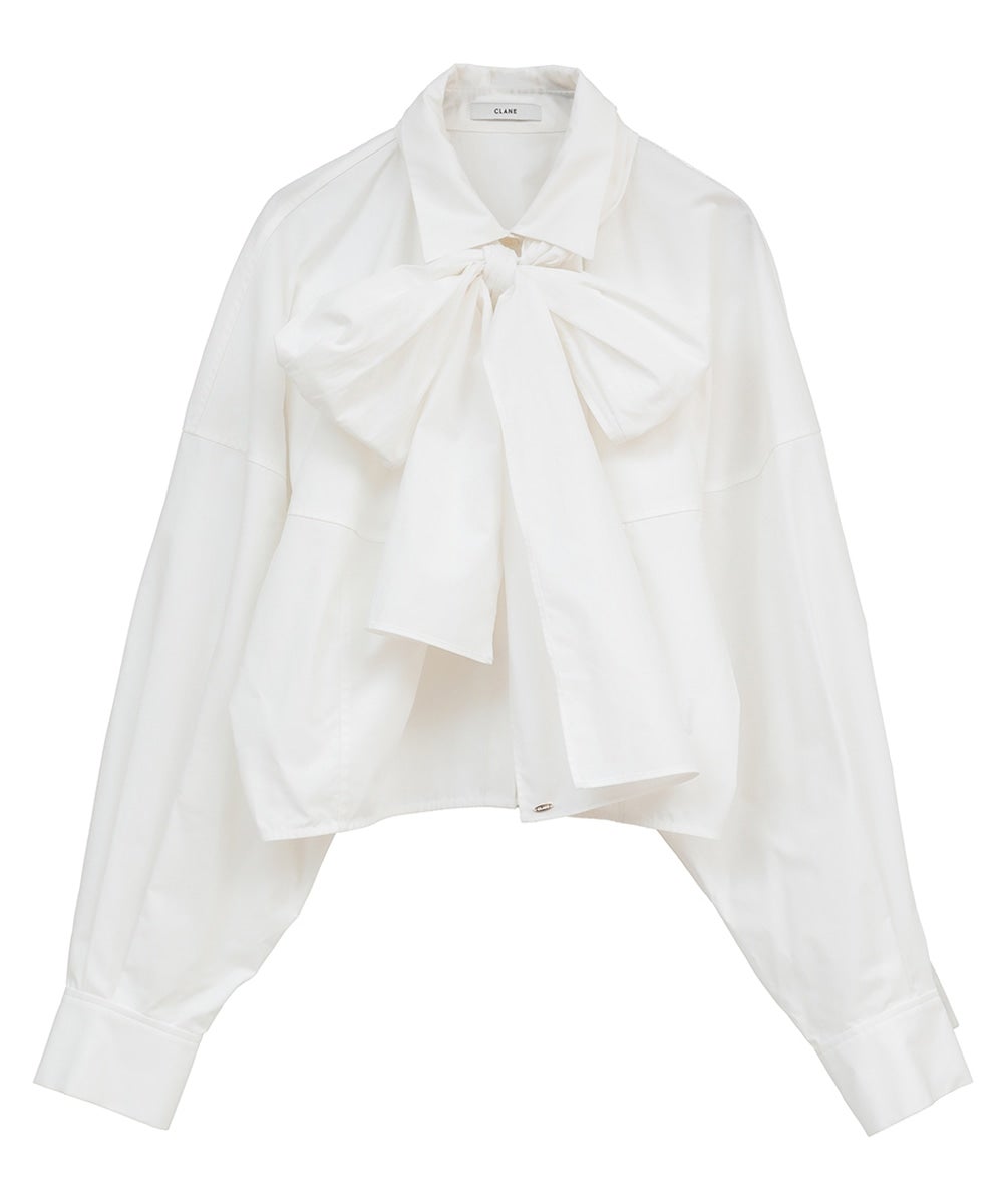 RIBBON TIED COMPACT SHIRTS - WHITE