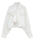 RIBBON TIED COMPACT SHIRTS - WHITE