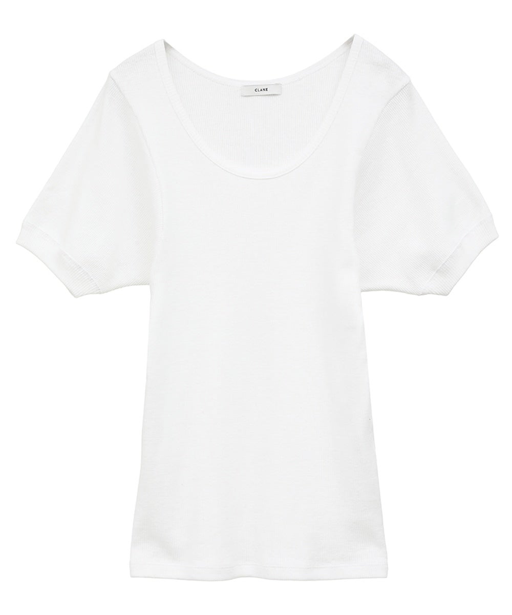 SCOOP LINE RIB TOPS - WHITE