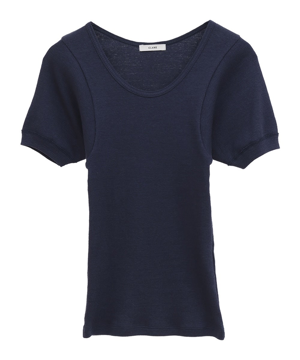 SCOOP LINE RIB TOPS - BLUE
