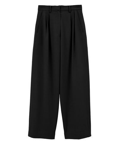 BASIC TUCK PANTS - BLACK