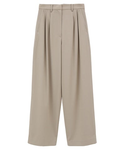 BASIC TUCK PANTS - BEIGE