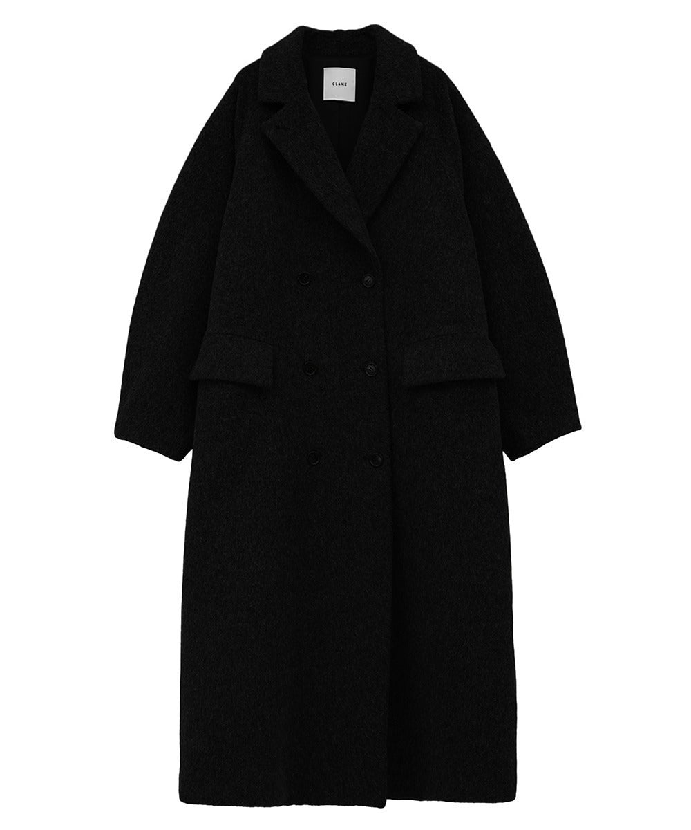 DOUBLE WOOL LONG COAT - BLACK