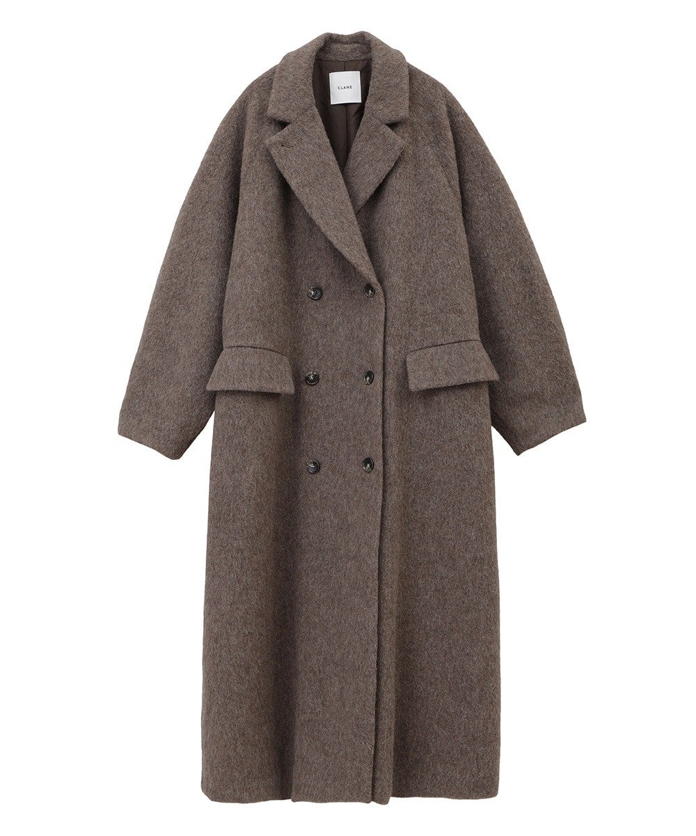 DOUBLE WOOL LONG COAT - BROWN
