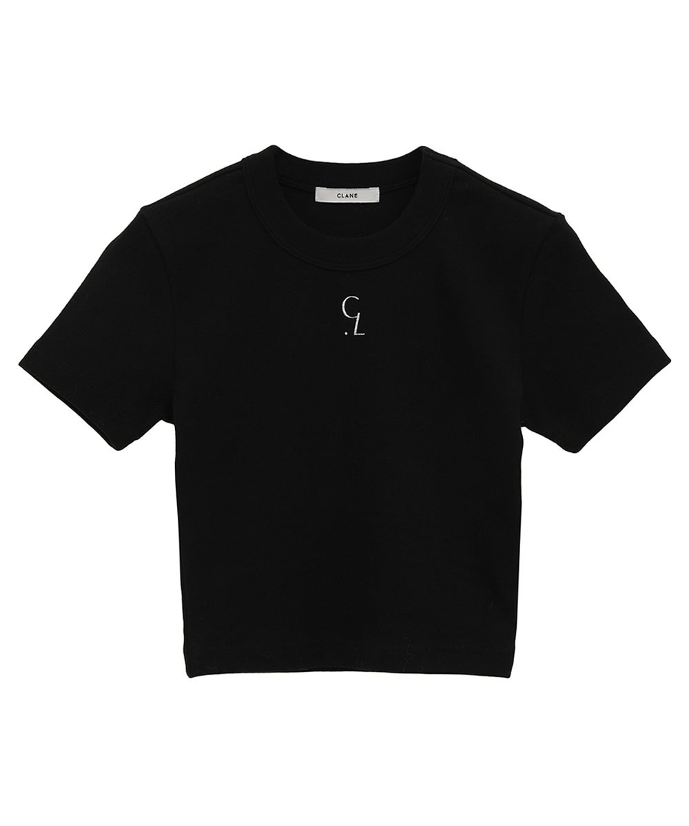 LOGO CROPPED TIGHT TEE - BLACK