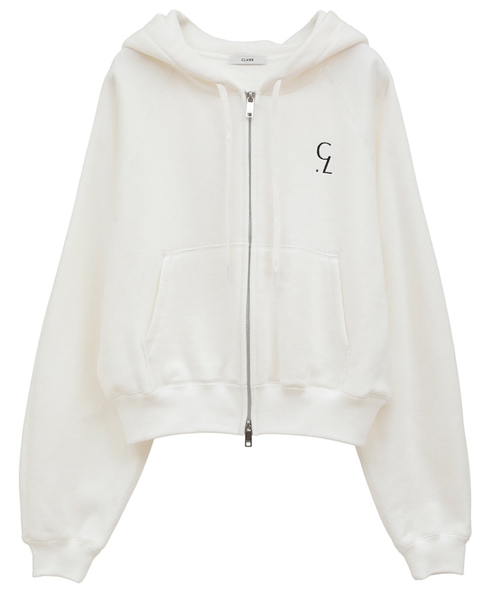LOGO COMPACT ZIP UP HOODIE - WHITE