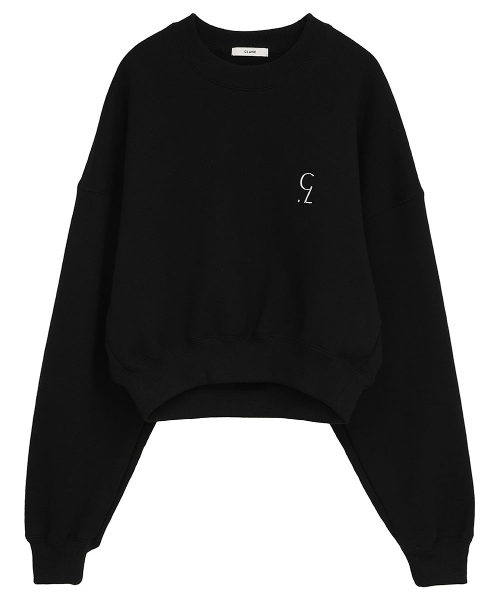 LOGO SHORT SWEAT TOPS - BLACK