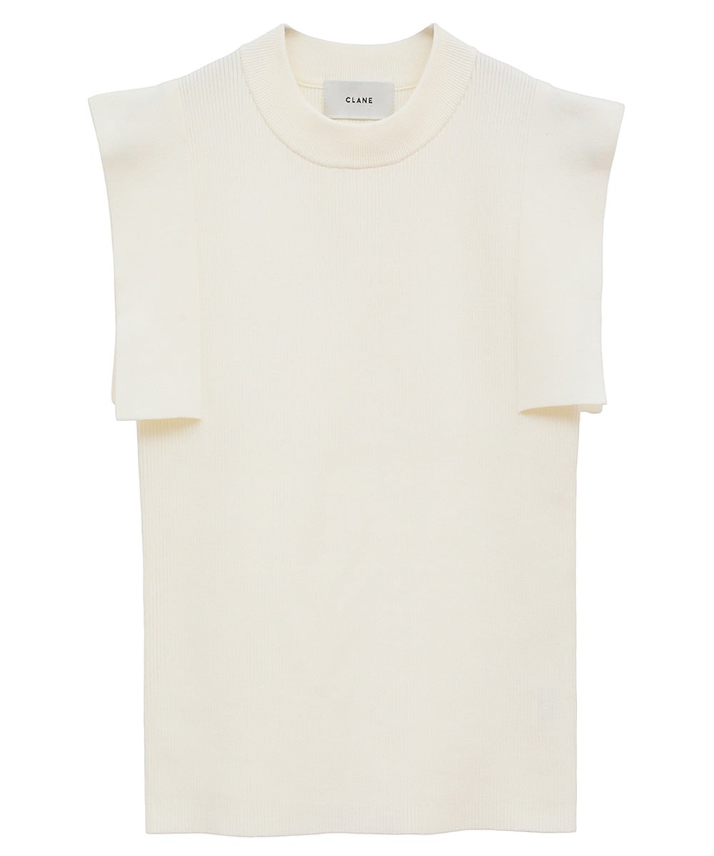 SQUARE SLEEVE KNIT TOPS - WHITE