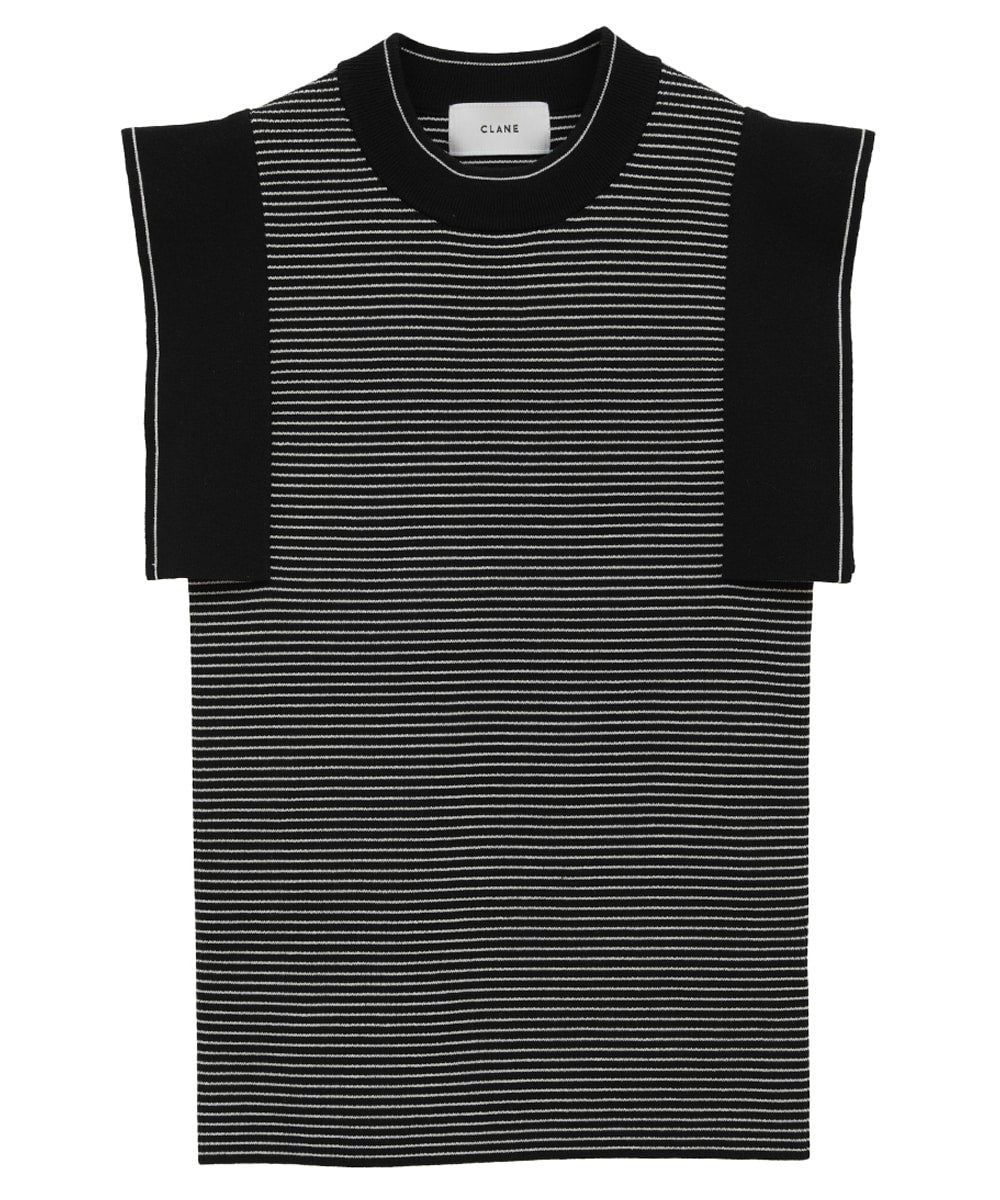 SQUARE SLEEVE KNIT TOPS - BORDER