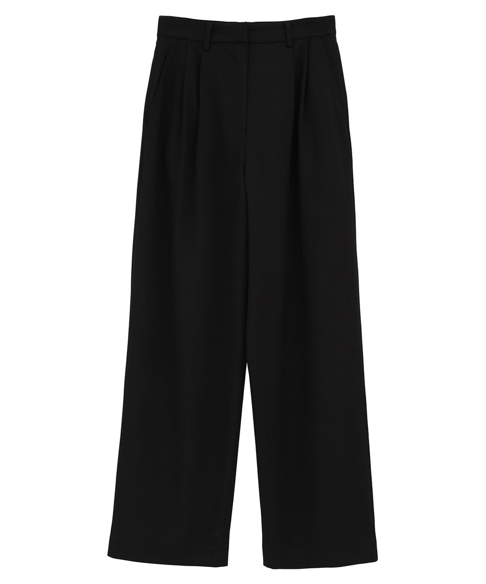 BASIC TUCK PANTS - BLACK