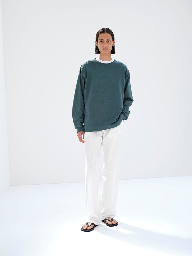 LUSTER PLAITING L/S TEE - DEEP BLUE
