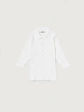 COTTON HIGH GAUGE RIB KNIT POLO - WHITE