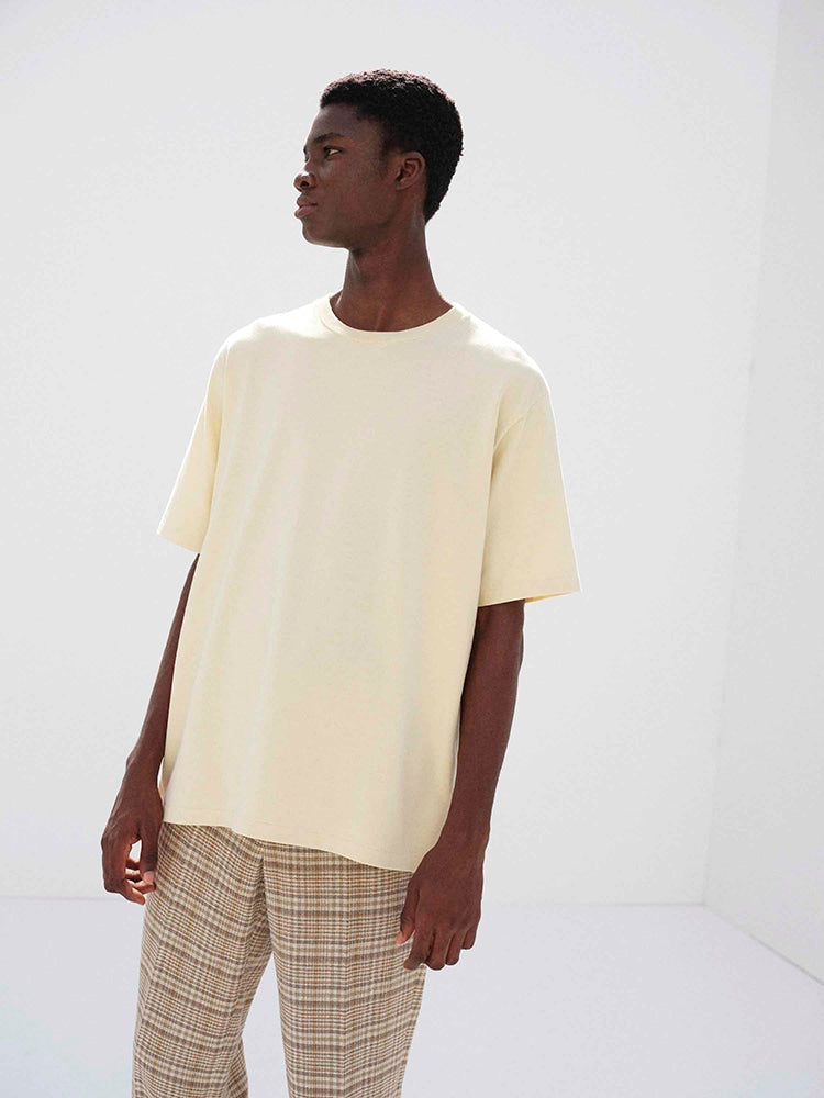 LUSTER PLAITING TEE - IVORY BEIGE
