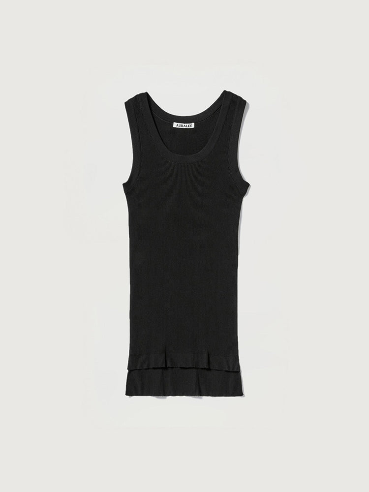 COTTON HIGH GAUGE RIB KNIT TANK - BLACK
