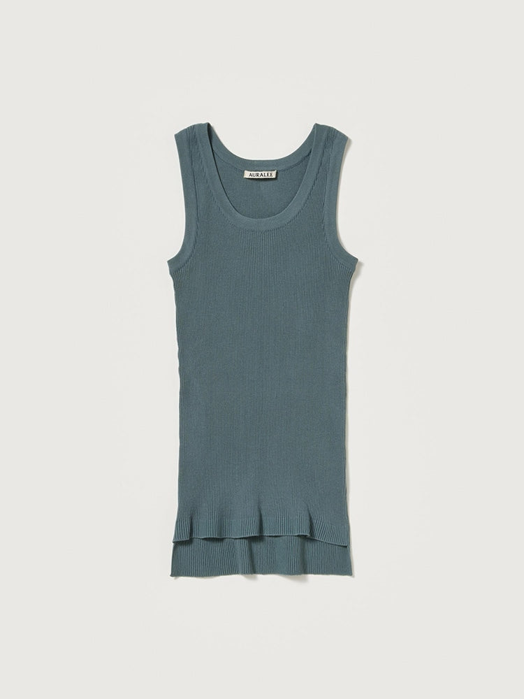 COTTON HIGH GAUGE RIB KNIT TANK - SAGE GRAY