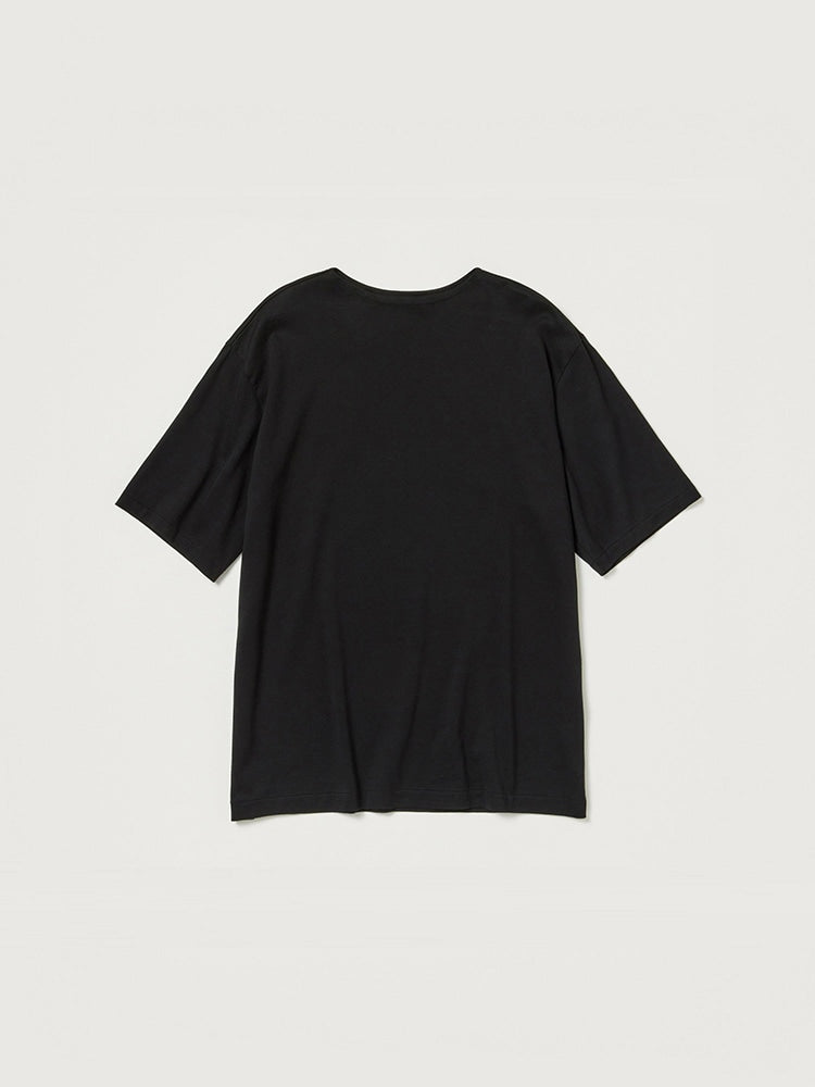 LUSTER PLAITING BOAT NECK TEE - BLACK