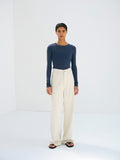 SUPER HIGH GAUGE SHEER RIB L/S TEE - NAVY