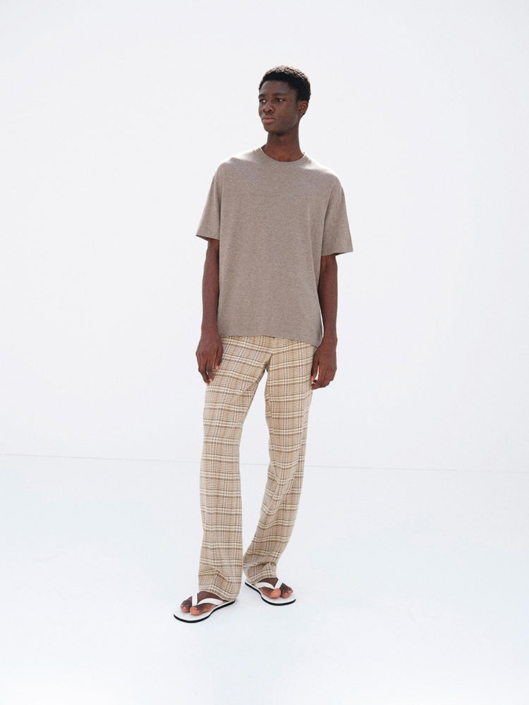 SEAMLESS CREW NECK TEE - TOP BROWN