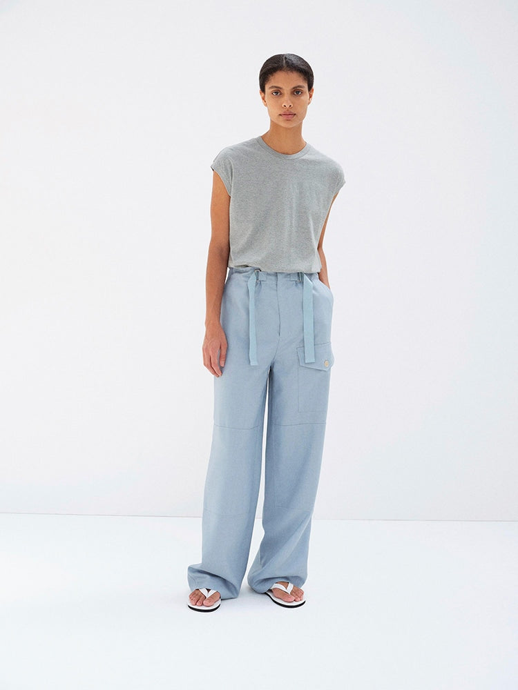 SEAMLESS CREW NECK SLEEVELESS - TOP GRAY