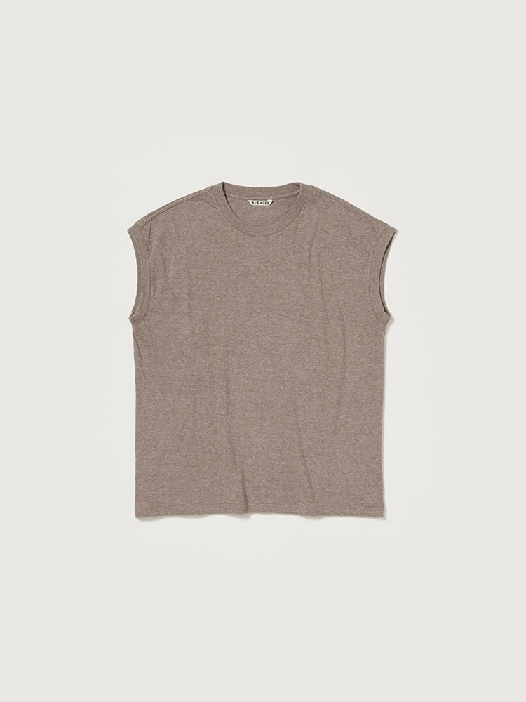 SEAMLESS CREW NECK SLEEVELESS - TOP BROWN
