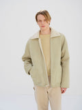 MERINO MOUTON ZIP BLOUSON - IVORY LIME