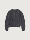 GARMENT-DYED BABY ALPACA FUR KNIT CREW-NECK CARDIGAN - DARK GRAY