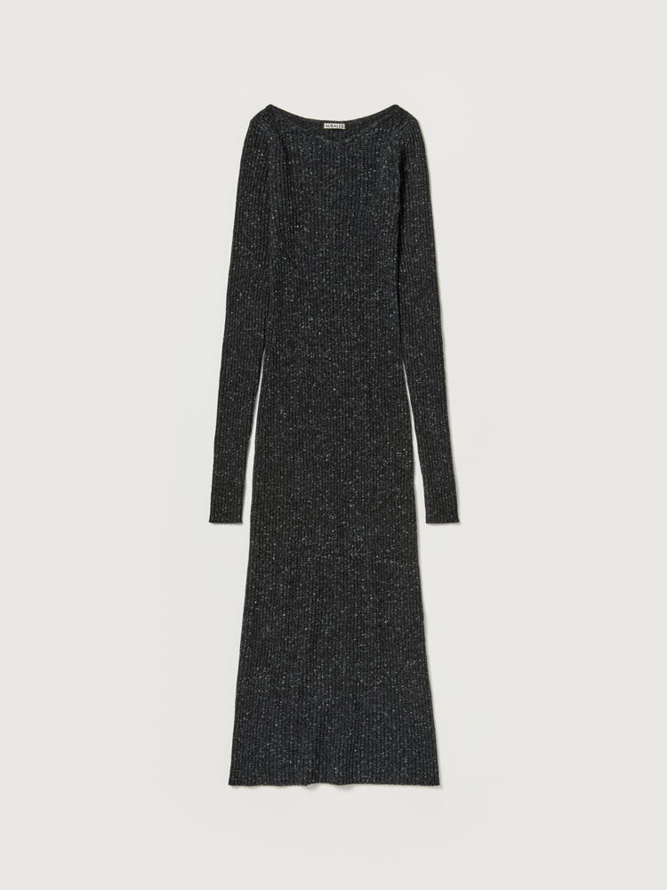 CASHMERE NEP KNIT DRESS - MIX BLACK