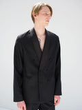 HIGH-DENSITY WOOL WORSTED SHAWL COLLAR JACKET - BLACK