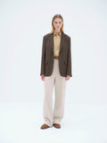 LIGHT WOOL MAX GABARDINE JACKET - DARK BROWN