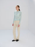 WOOL SILK SOFT RIB L/S TEE - LIGHT BLUE