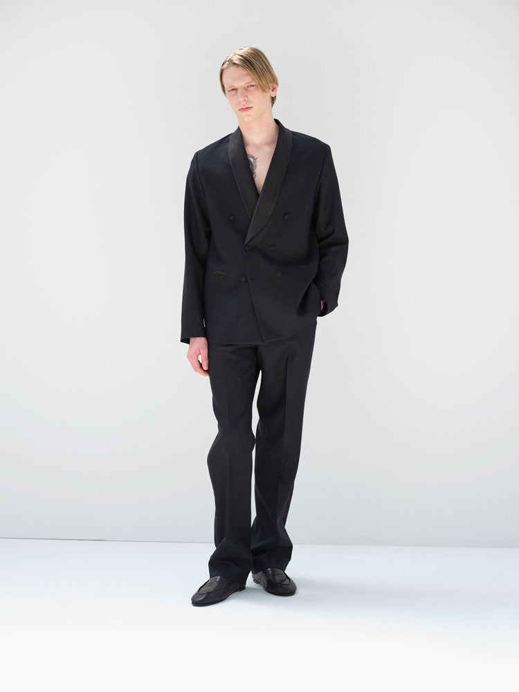 HIGH-DENSITY WOOL WORSTED SLACKS - BLACK