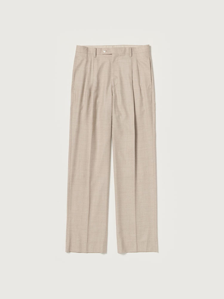 SUPER LIGHT WOOL TWO-TUCK SLACKS - TOP BEIGE