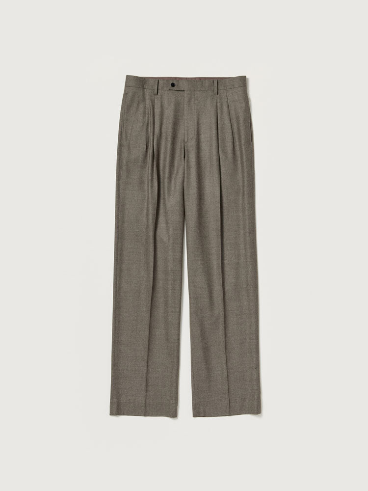 SUPER LIGHT WOOL TWO-TUCK SLACKS - TOP BROWN