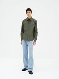 WASHED FINX TWILL SLIM SHIRT - DARK OLIVE