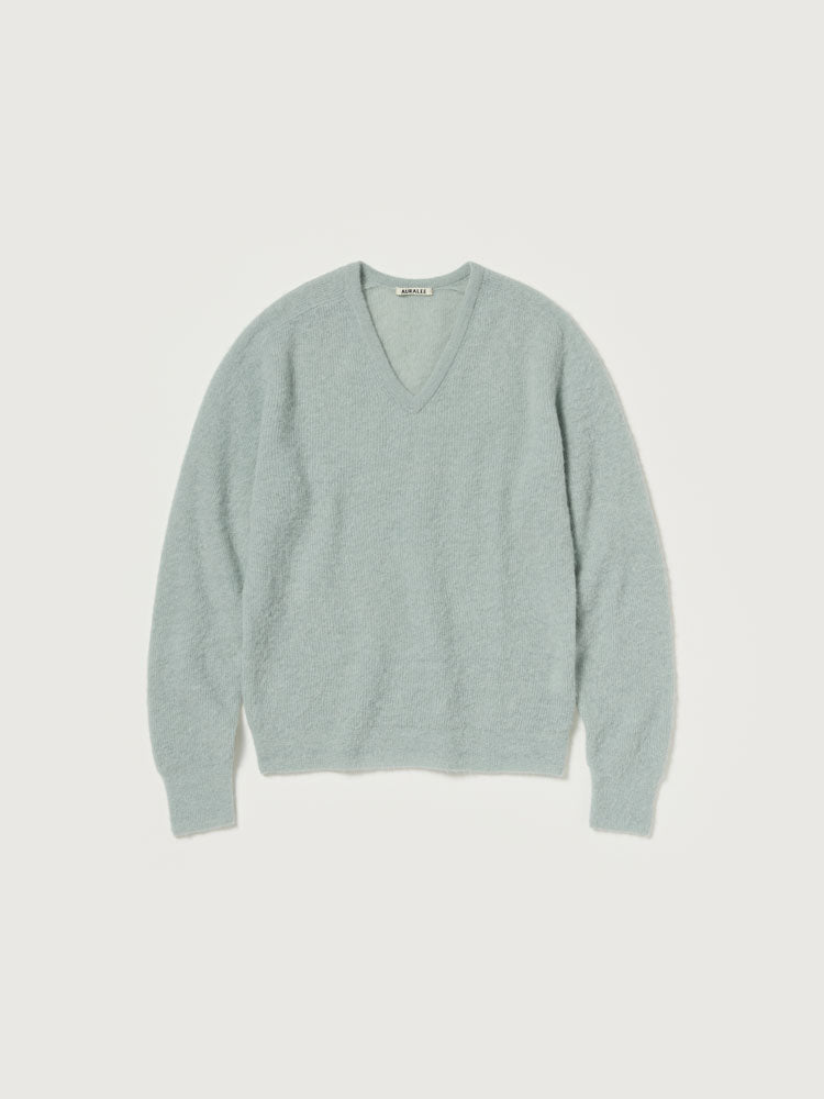 BABY SURI ALPACA SHEER KNIT V-NECK P/O - DUSTY MINT