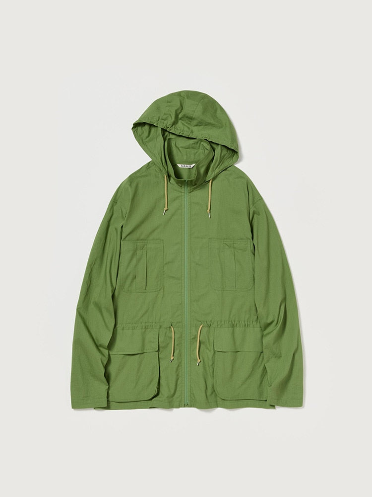 SUPER FINE COTTON LAWN HOODED BLOUSON - DUSTY GREEN
