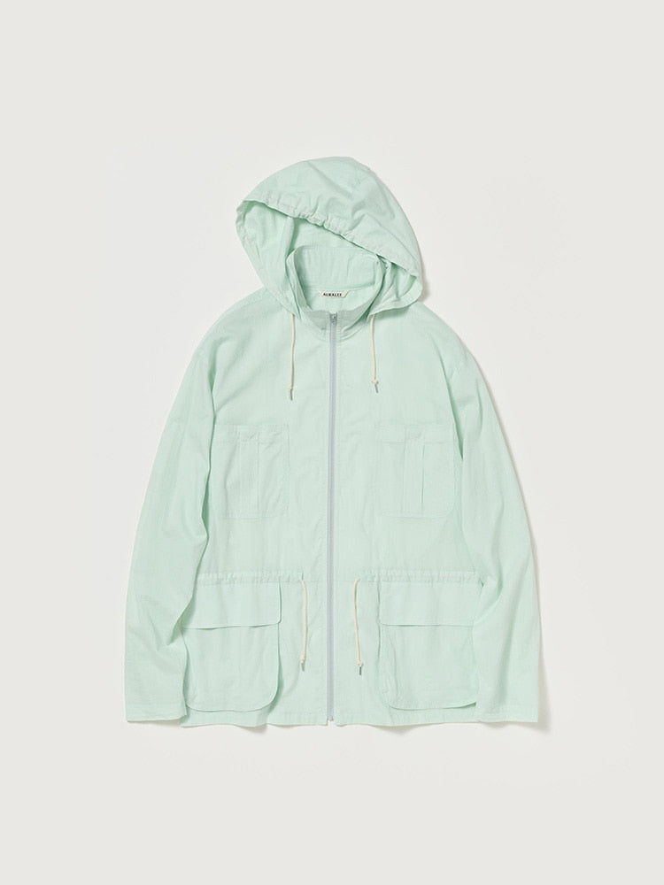SUPER FINE COTTON LAWN HOODED BLOUSON - PALE BLUE