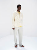 WOOL COTTON LINEN OX WORK JACKET - OFF WHITE