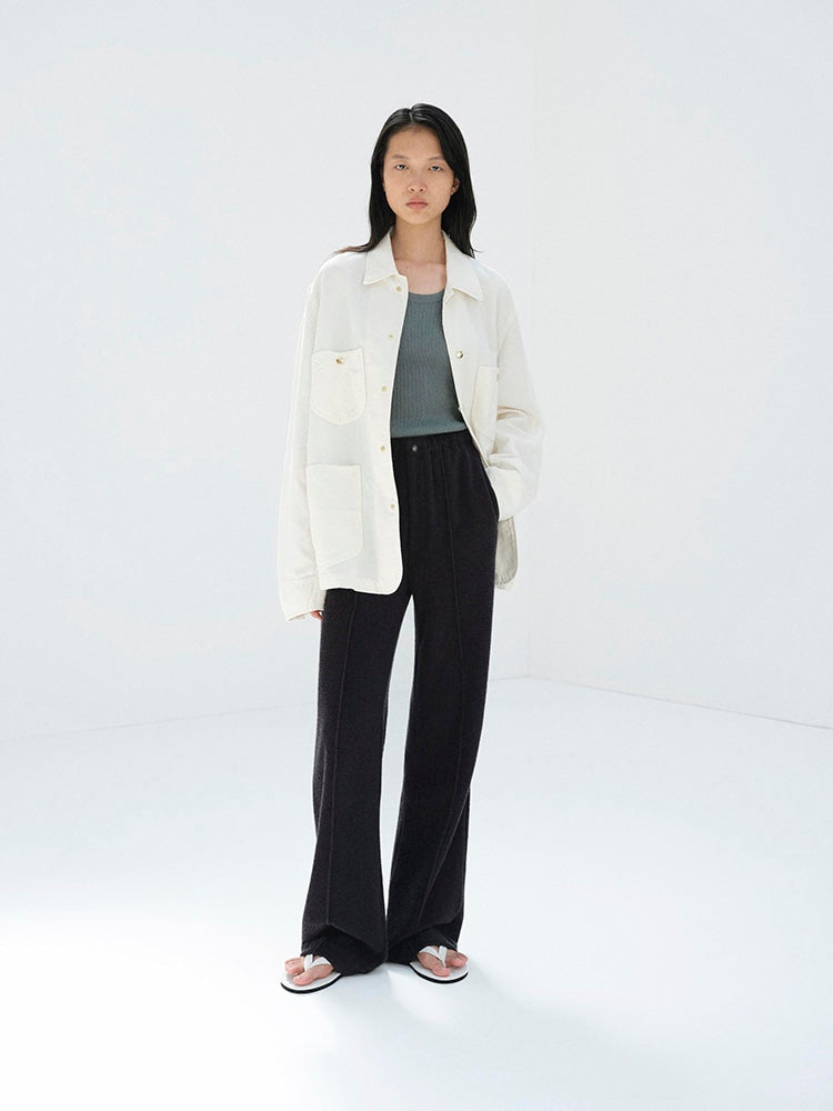 WOOL COTTON LINEN OX WORK JACKET - OFF WHITE