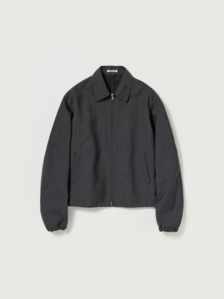 BONDED TROPICAL WOOL ZIP BLOUSON - TOP CHARCOAL