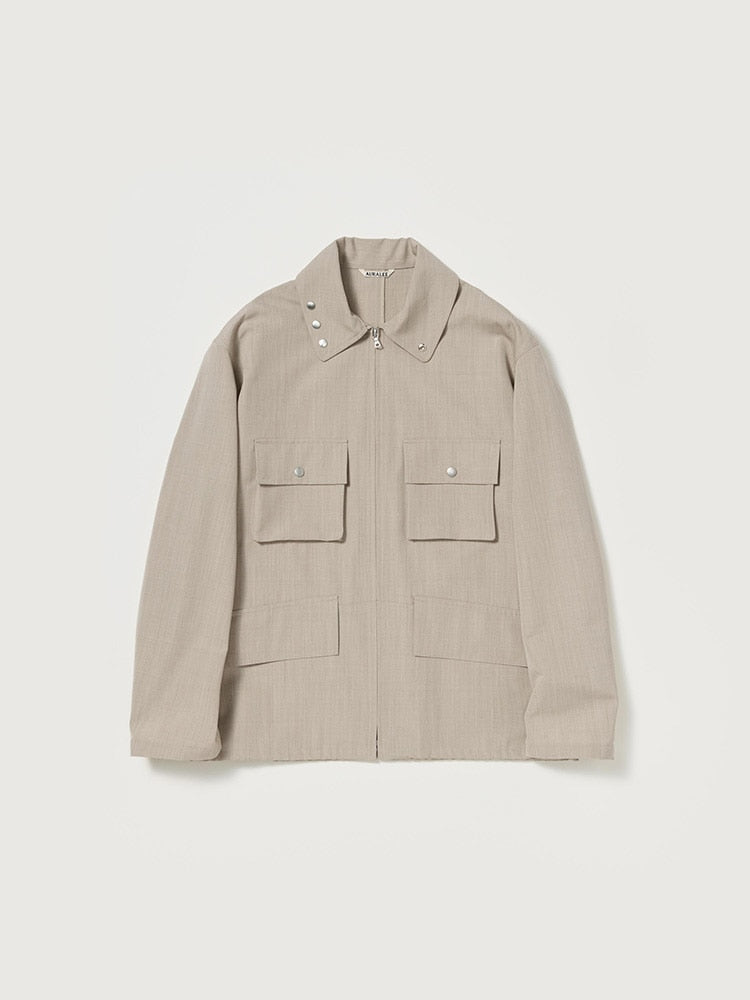 WOOL MAX CANVAS BLOUSON - TOP GRAY BEIGE