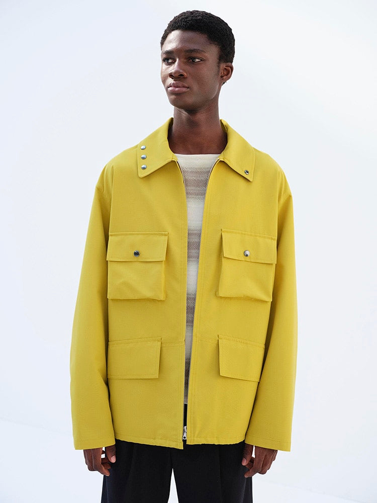 WOOL MAX CANVAS BLOUSON - MUSTARD YELLOW