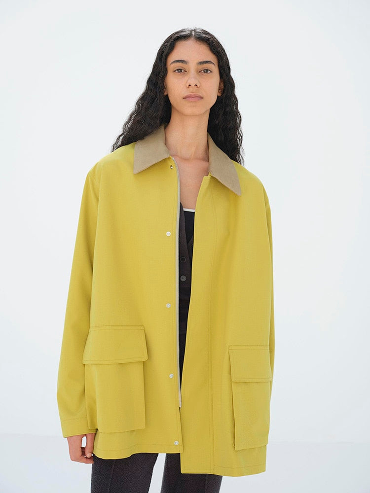 WOOL MAX CANVAS BLOUSON - MUSTARD YELLOW