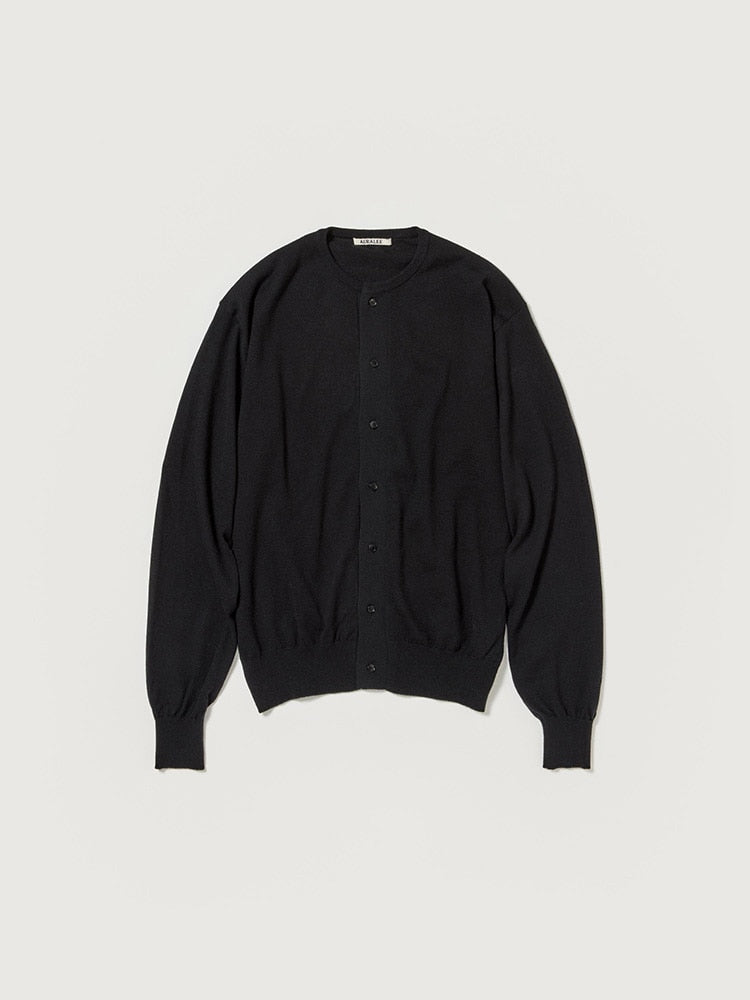 CASHMERE HARD TWIST KNIT CARDIGAN - BLACK