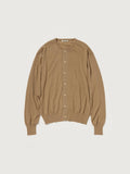 CASHMERE HARD TWIST KNIT CARDIGAN - CAMEL BROWN